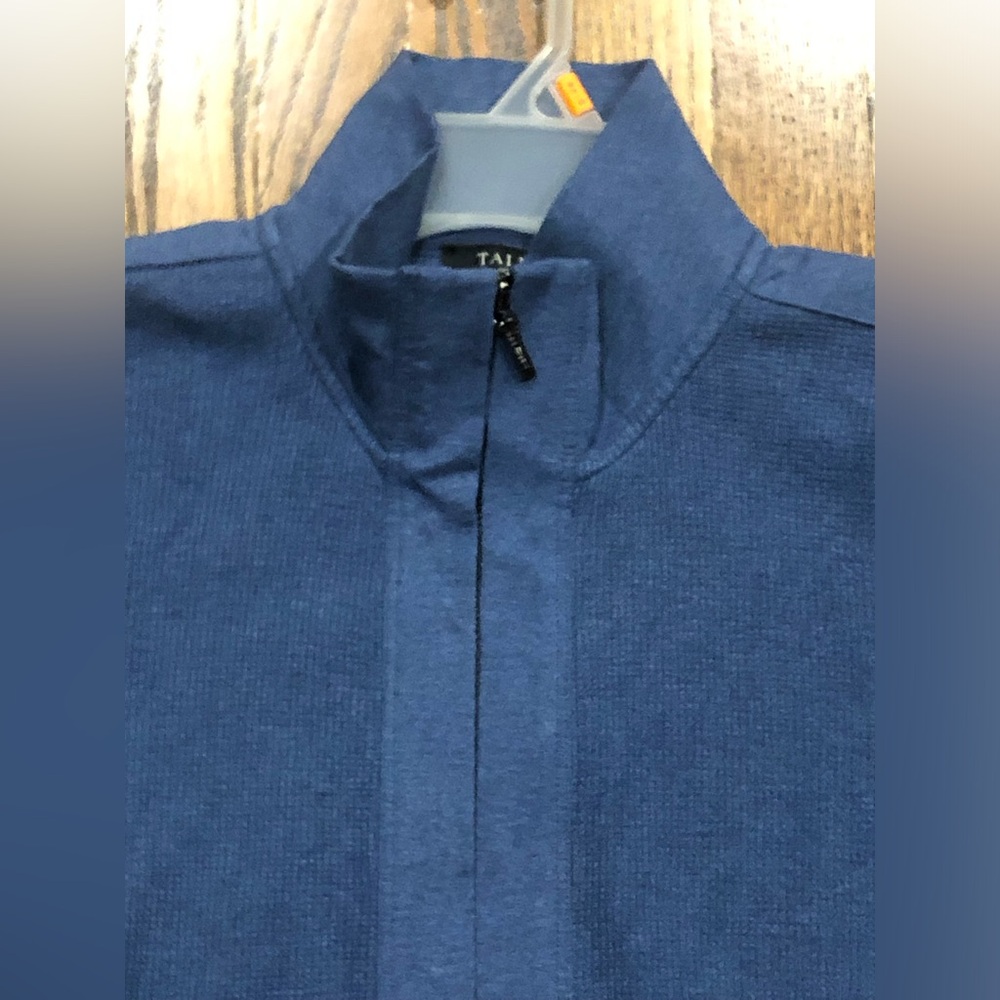 2/$30 Talbots Navy Blue Full Zip Sweater Jacket Mock Neck Lightweight Sz MP - Picture 5 of 12